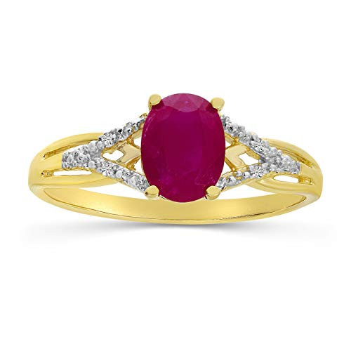 10k Yellow Gold Oval Ruby And Diamond Ring (Size 11) | Amazon (US)