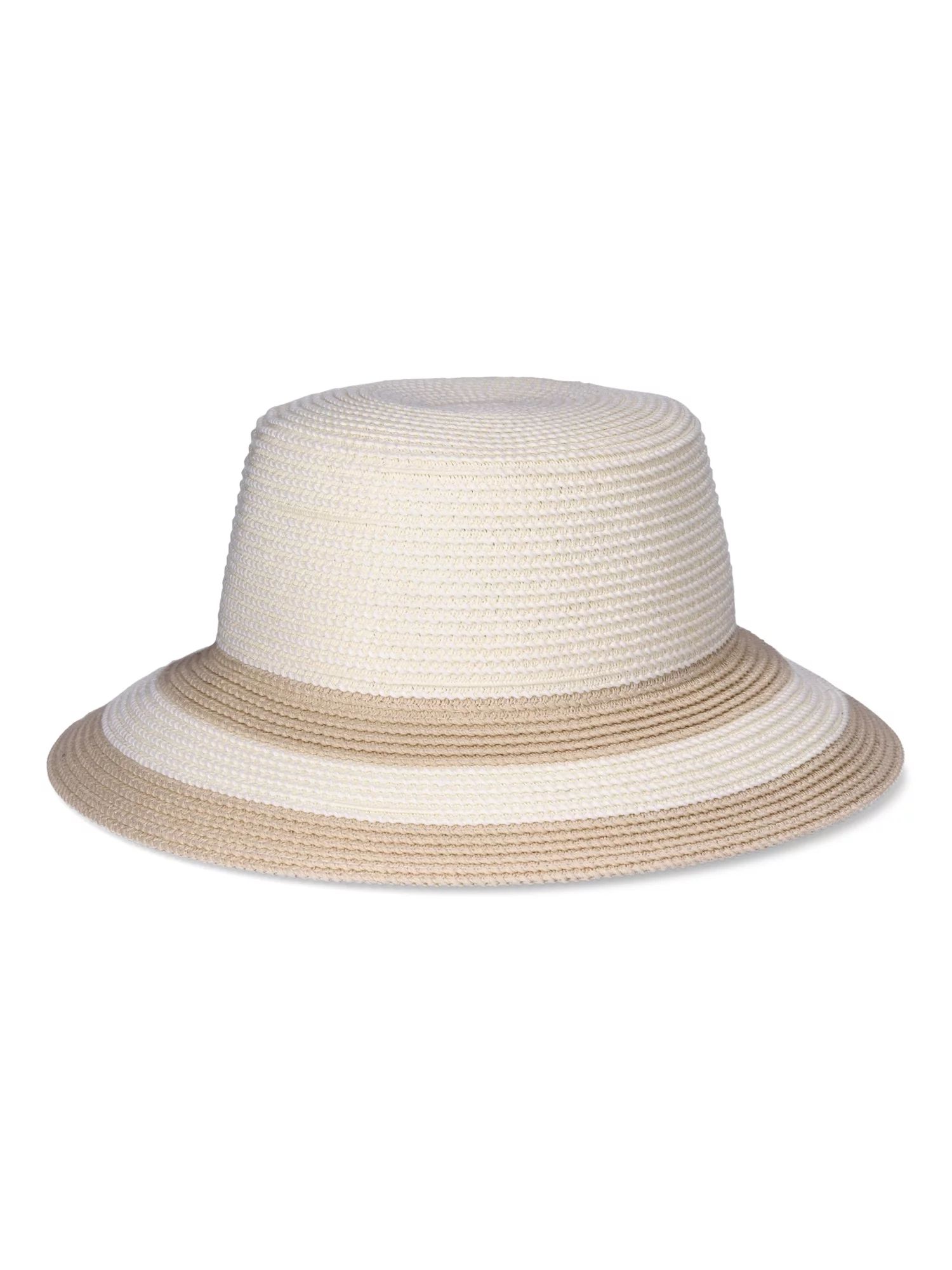 Time and Tru Women's Paper Straw Striped Sun Bucket Hats | Walmart (US)