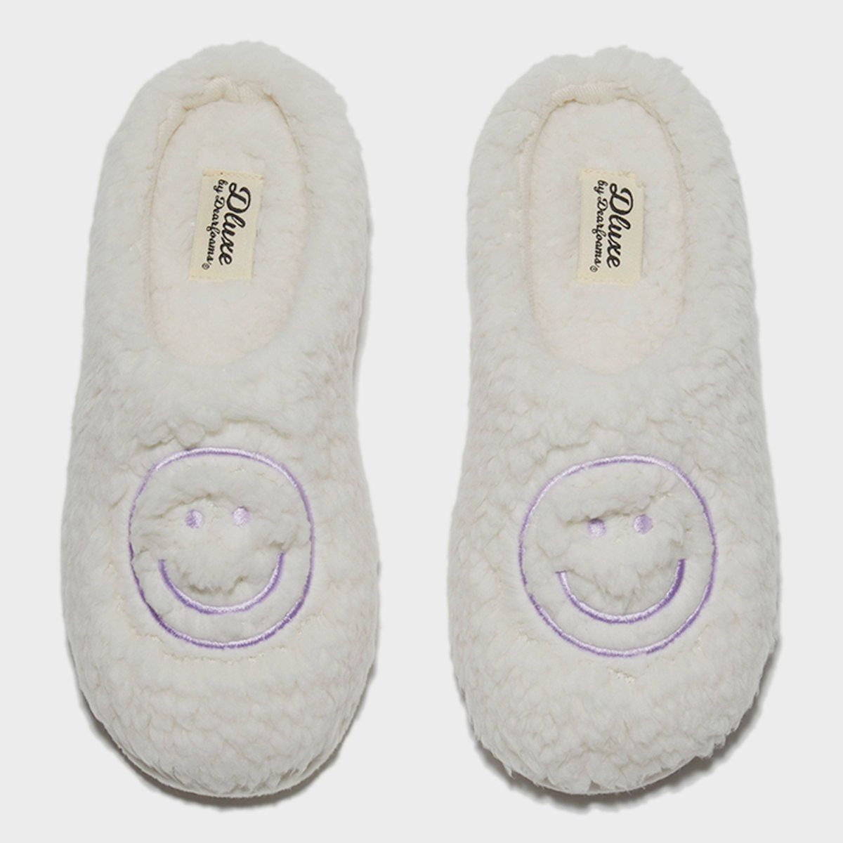 dluxe by dearfoams Women's Happy Face Slide Slippers - Ivory | Target