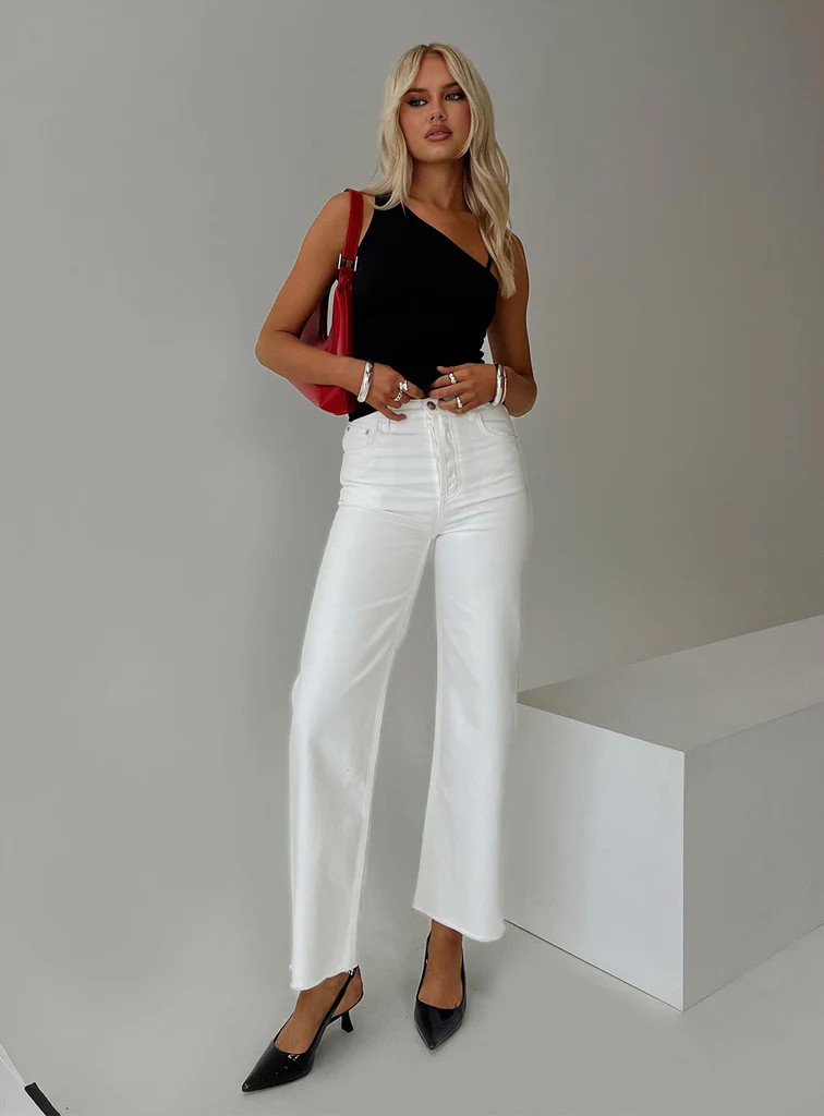 Fawcett High Rise Straight Leg Jeans White | Princess Polly US