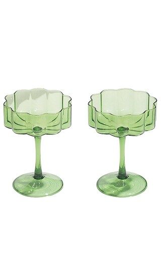 Wave Coupe Glasses Set of 2 in Green | Revolve Clothing (Global)