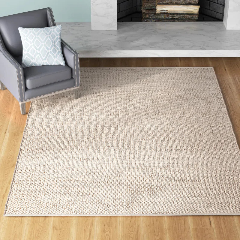 Helton Solid Jute Area Rug for Dining Room Rug Neutral Rug Living Room Rug Kitchen, Natural/Ivory | Wayfair North America