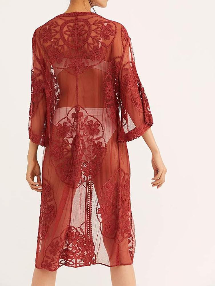 Women's Sexy Bikini Swimsuit Bathing Suit Cover Ups Swimwear Beach Dress Long Kimono Jacket Cardi... | Amazon (US)