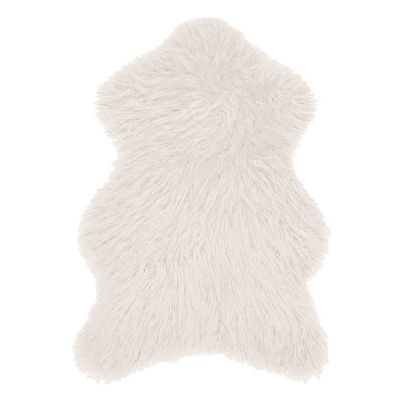 Altai Ivory Mongolian Faux Fur Accent Rug, 3x5 | At Home