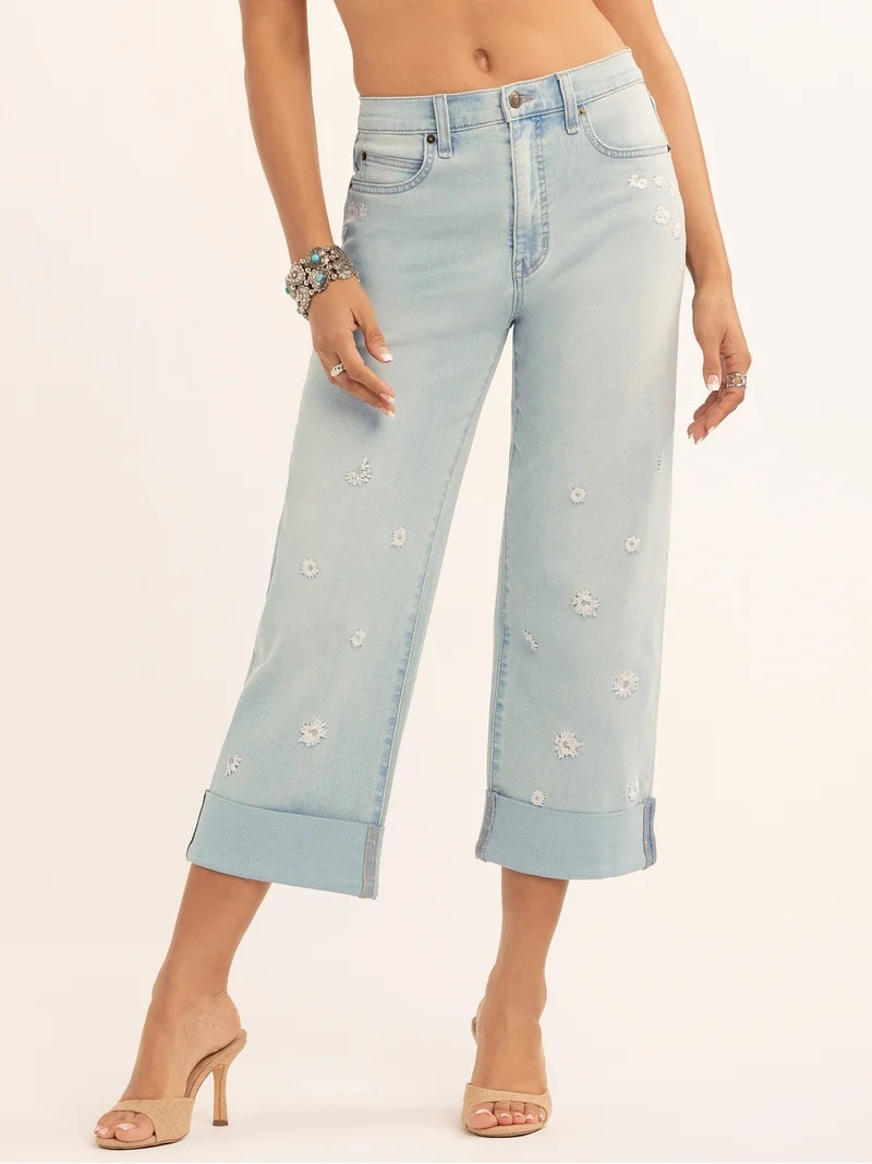 Jessica Simpson Women's Zinnia Wide Leg Boyfriend Jeans, Sizes 2-16 - Walmart.com | Walmart (US)
