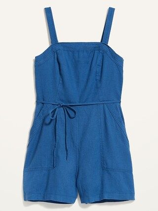 Sleeveless Waist-Defined Linen-Blend Utility Romper for Women -- 3.5-inch inseam | Old Navy (US)