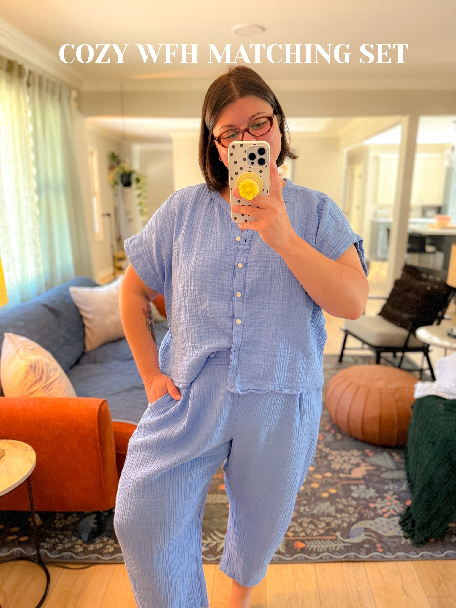 blue matching set for the summer wfh days where you're not really into the idea of putting on a "real" outfit 😌🌊💙

#wfhoutfit #matchingset #gauze #barrelpants #gapfactory

#LTKootd #LTKPlusSize
