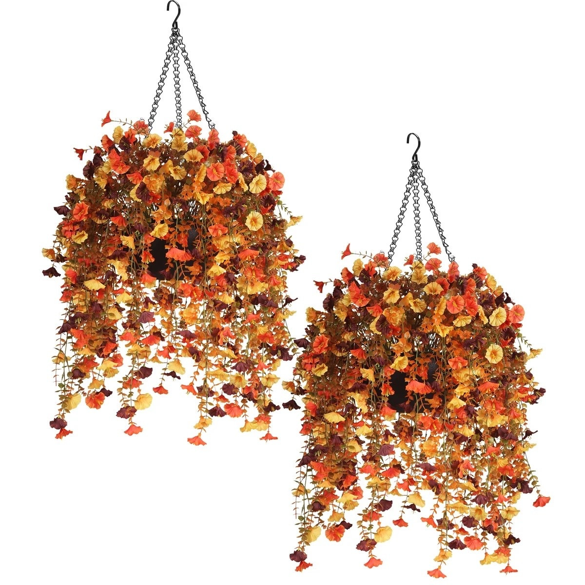 A beautiful way to bring cascading color and seasonal charm to your outdoor spaces. 🌿 The 2-piece Cascading Faux Morning Glory Hanging Basket Set adds lush, trailing floral texture to a porch, patio, garden, or entryway without the upkeep of live plants. ON SALE and under $60.

Ideas

* Hang beside the front door for a welcoming entrance
* Style on a covered porch or patio
* Frame an entryway with matching hanging baskets
* Pair with pumpkins, lanterns, and fall foliage for seasonal decorating
* Add to a garden nook or outdoor seating area

Keywords

* faux morning glory hanging basket
* artificial hanging flowers
* faux hanging basket
* hanging flower basket
* artificial floral basket
* cascading flowers
* faux morning glory flowers