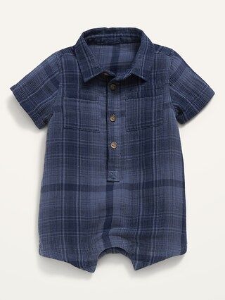 Short-Sleeve Button-Front Matching Pattern One-Piece for Baby | Old Navy (US)