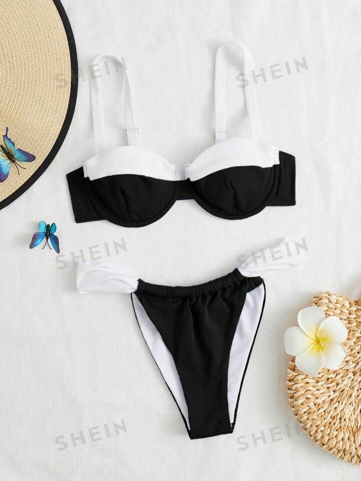 SHEIN Color Block Underwire Bikini Swimsuit | SHEIN