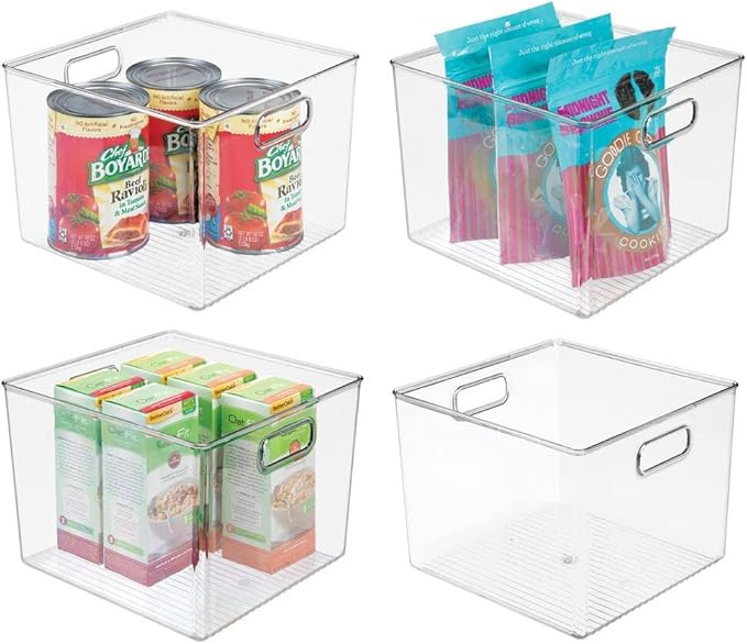 mDesign Plastic Modern Stackable Storage Organizer Bin Basket with Handle for Home Kitchen Organi... | Amazon (US)