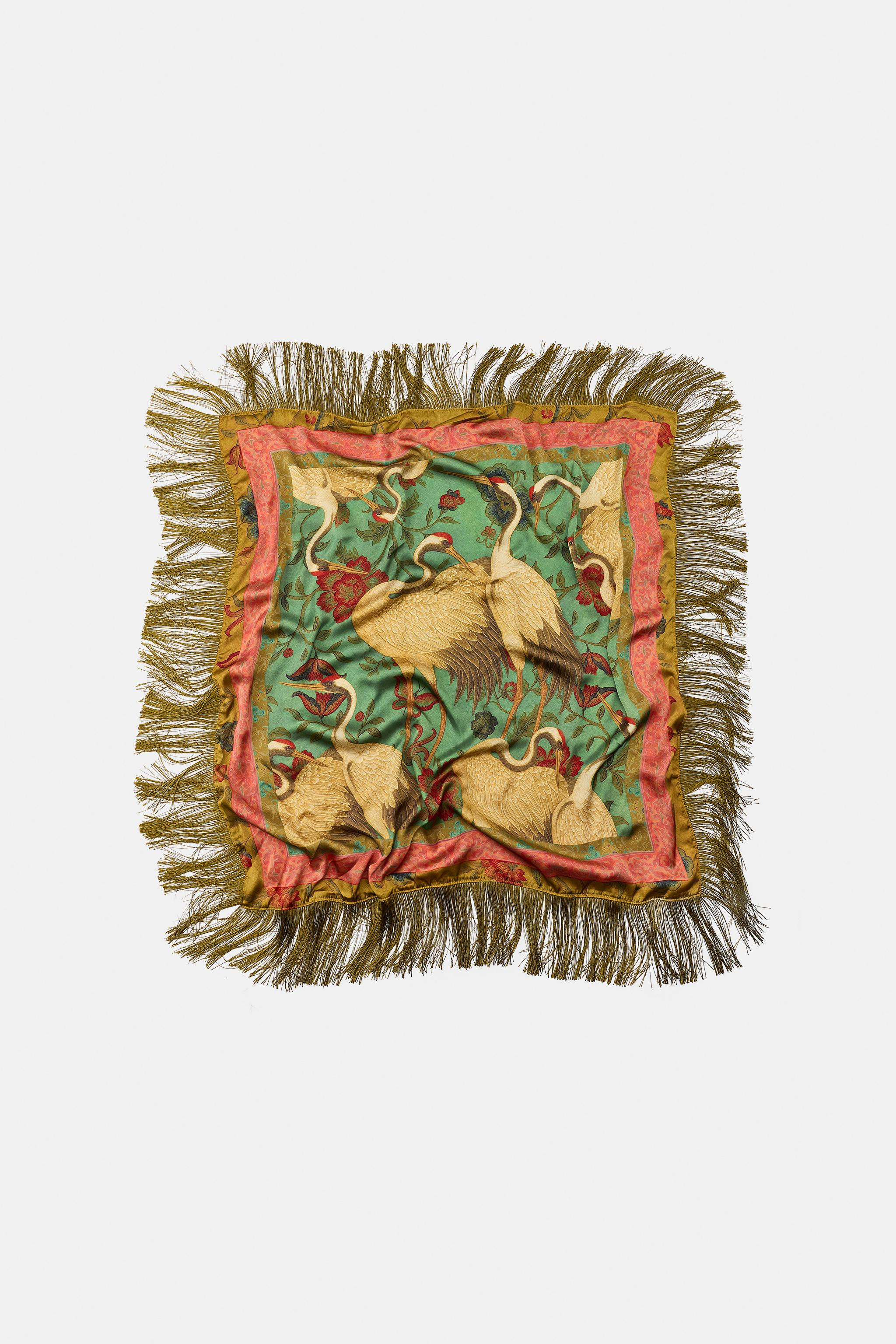 HERON PRINT SATIN SCARF | Zara US