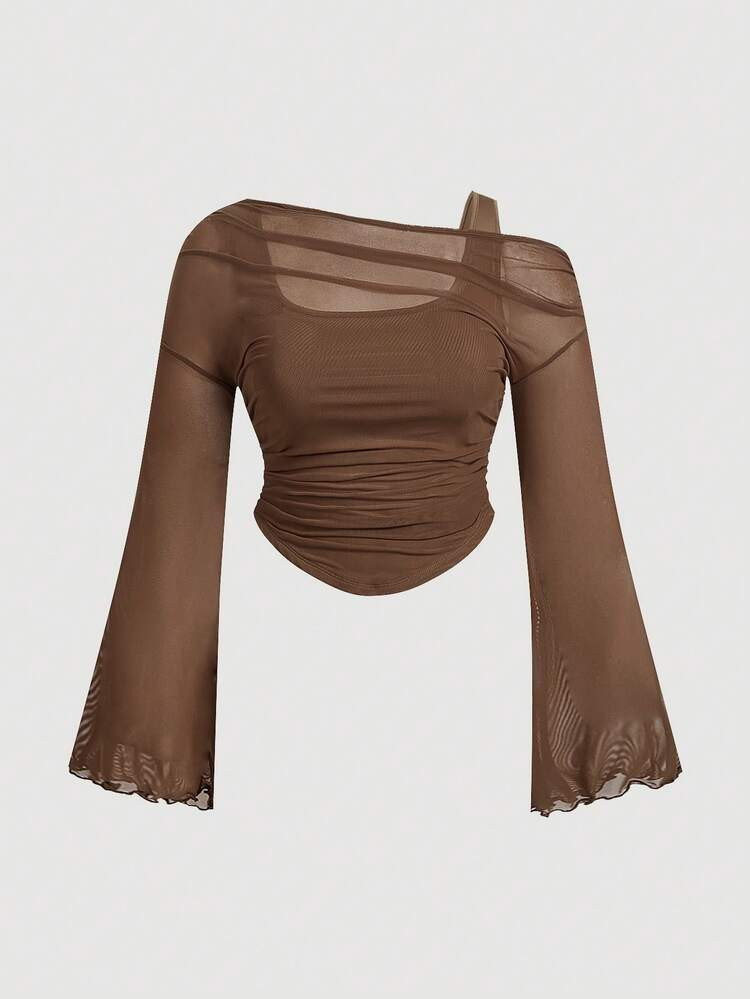 Asymmetrical Neckline Mesh | SHEIN