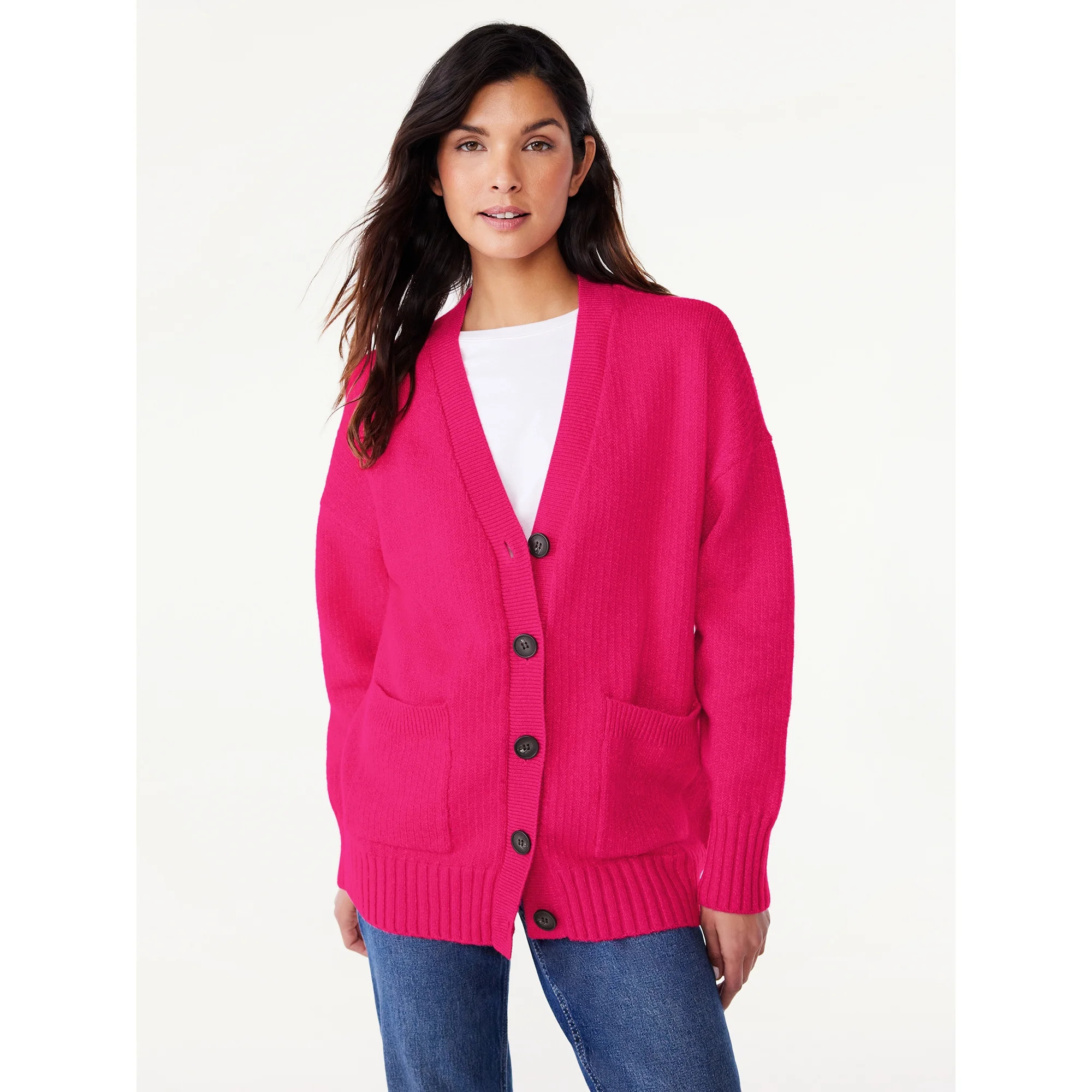 Free Assembly Women's Grandpa Cardigan Sweater, Midweight, Sizes XS-XXL - Walmart.com | Walmart (US)