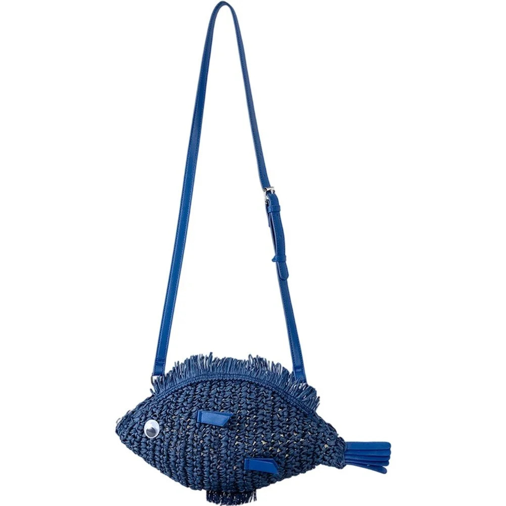 Fish-Shaped Straw Shoulder Bag – Handmade Woven Beach Crossbody Purse | Walmart (US)