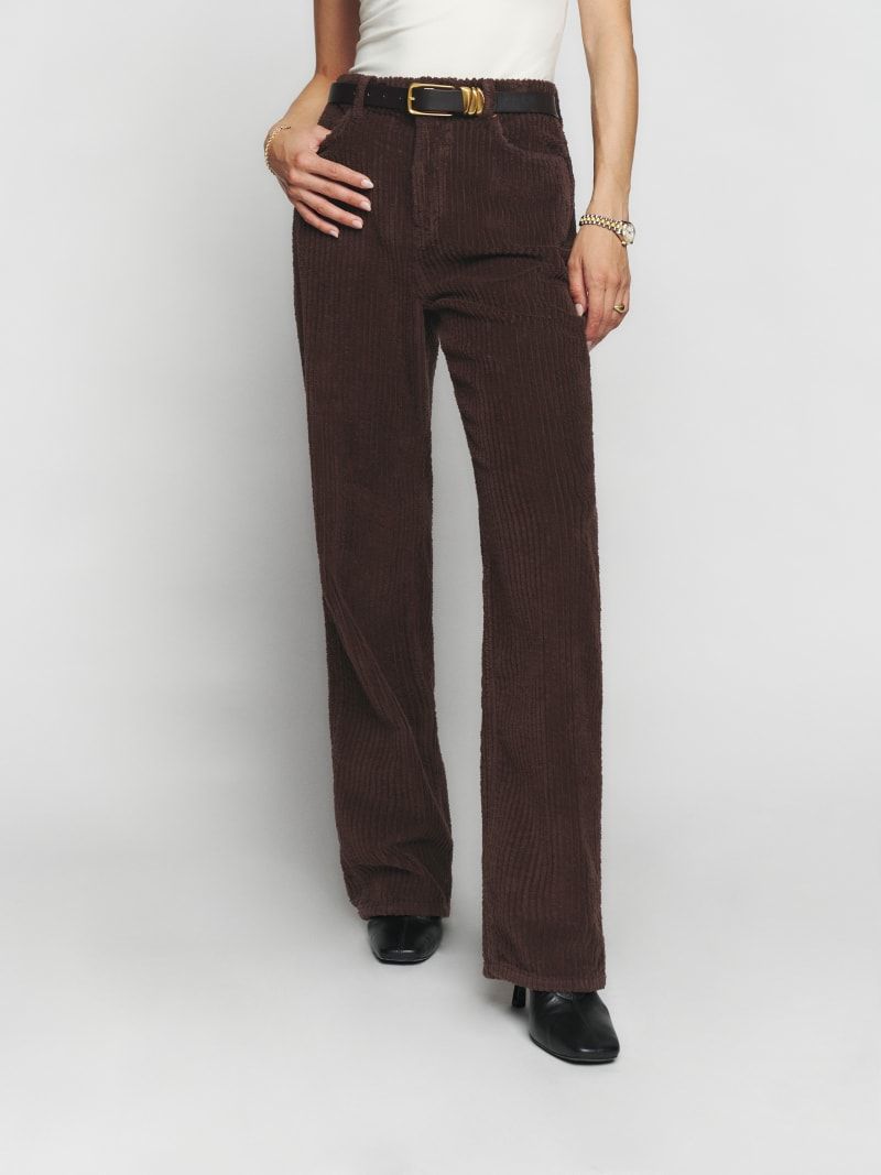 Preston Baggy High Rise Straight Corduroy Pants | Reformation (US & AU)