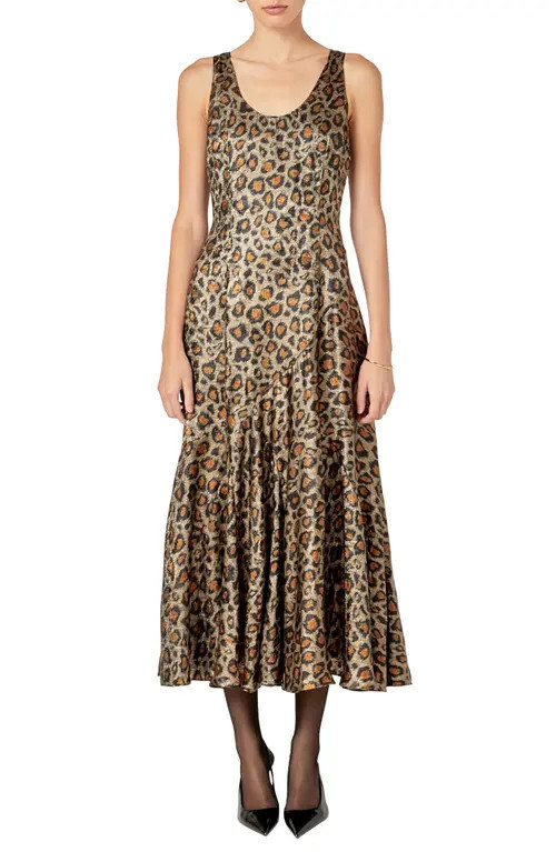 Endless Rose Leopard Print Ruffle Hem Dress in Animal Print at Nordstrom, Size Large | Nordstrom