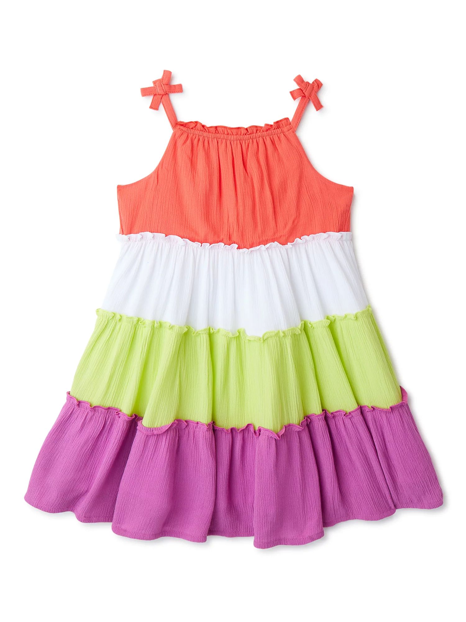 Wonder Nation Baby and Toddler Girls’ Tiered Dress, Sizes 12M-5T - Walmart.com | Walmart (US)