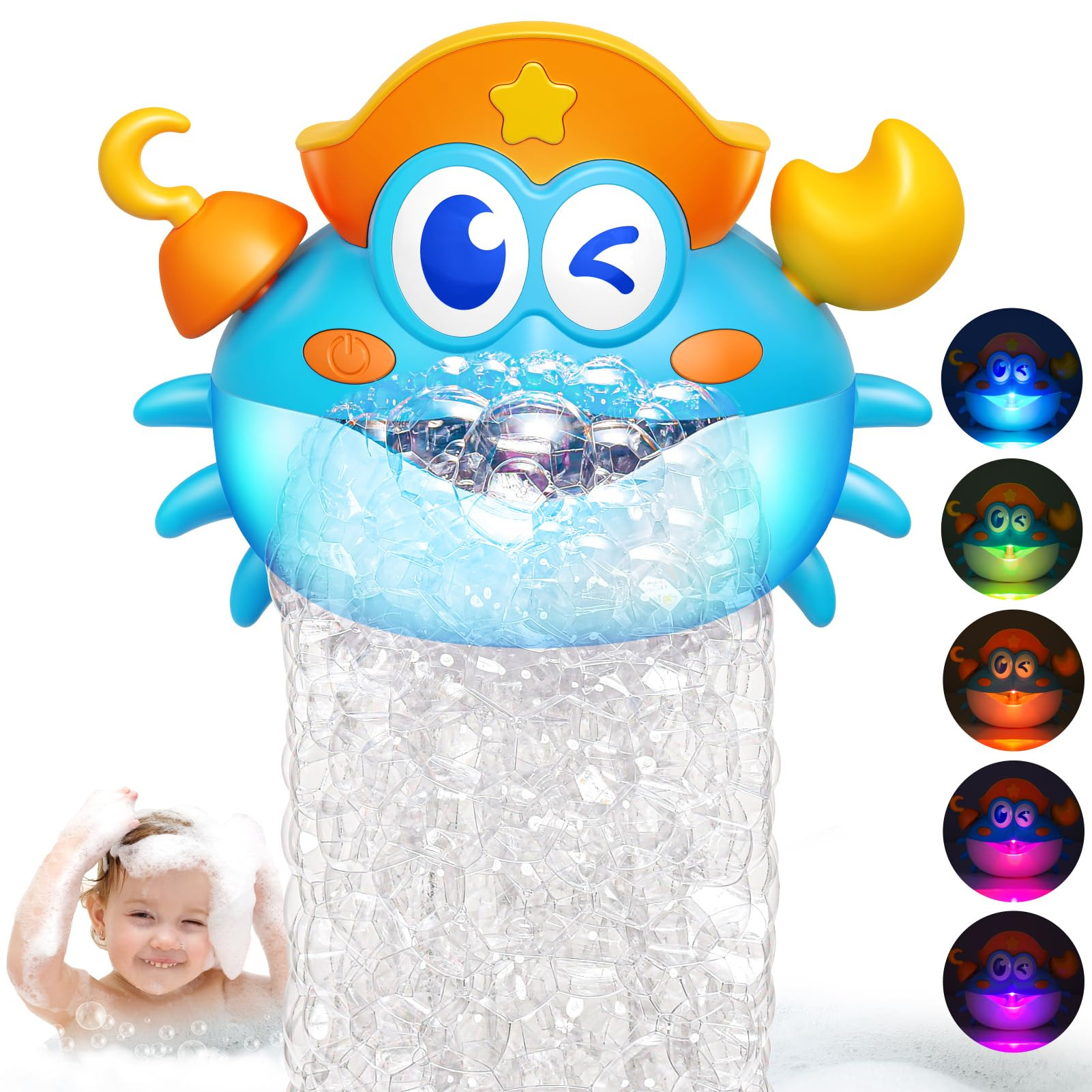 Bath Toys,Light Up Baby Bath Toys Bath Bubble Machine with Colourful RGB Light Great Birthday for... | Amazon (US)