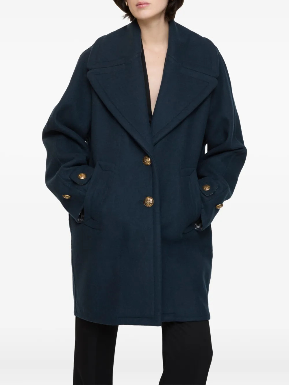 Burberry button-fastening Coat | Blue | FARFETCH UK | Farfetch Global