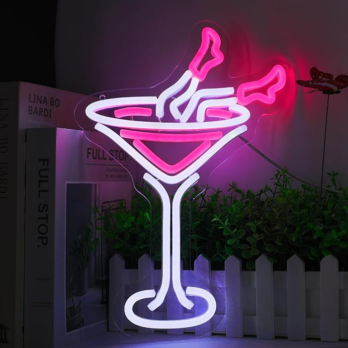 WIOSOUL Beer Neon Sign LED Bar Neon Light Sign Pink Women Cocktail Neon Signs USB Neon Lights for... | Amazon (US)