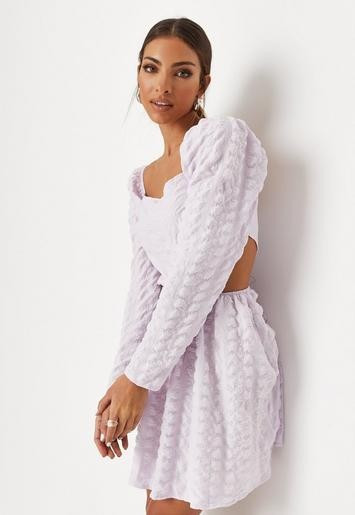 Missguided - Lilac Crinkle Square Neck Cut Out Mini Dress | Missguided (US & CA)