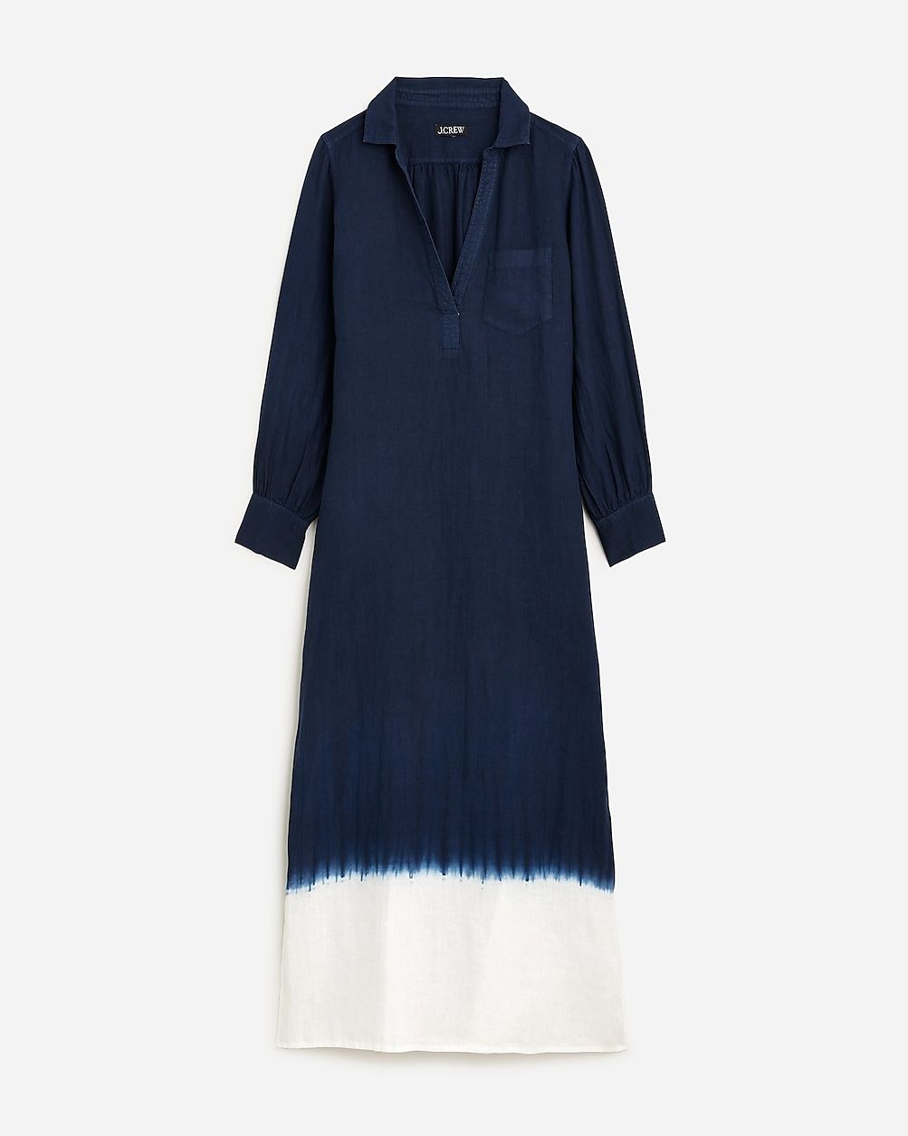 Bungalow maxi popover dress in dip-dyed linen | J.Crew US