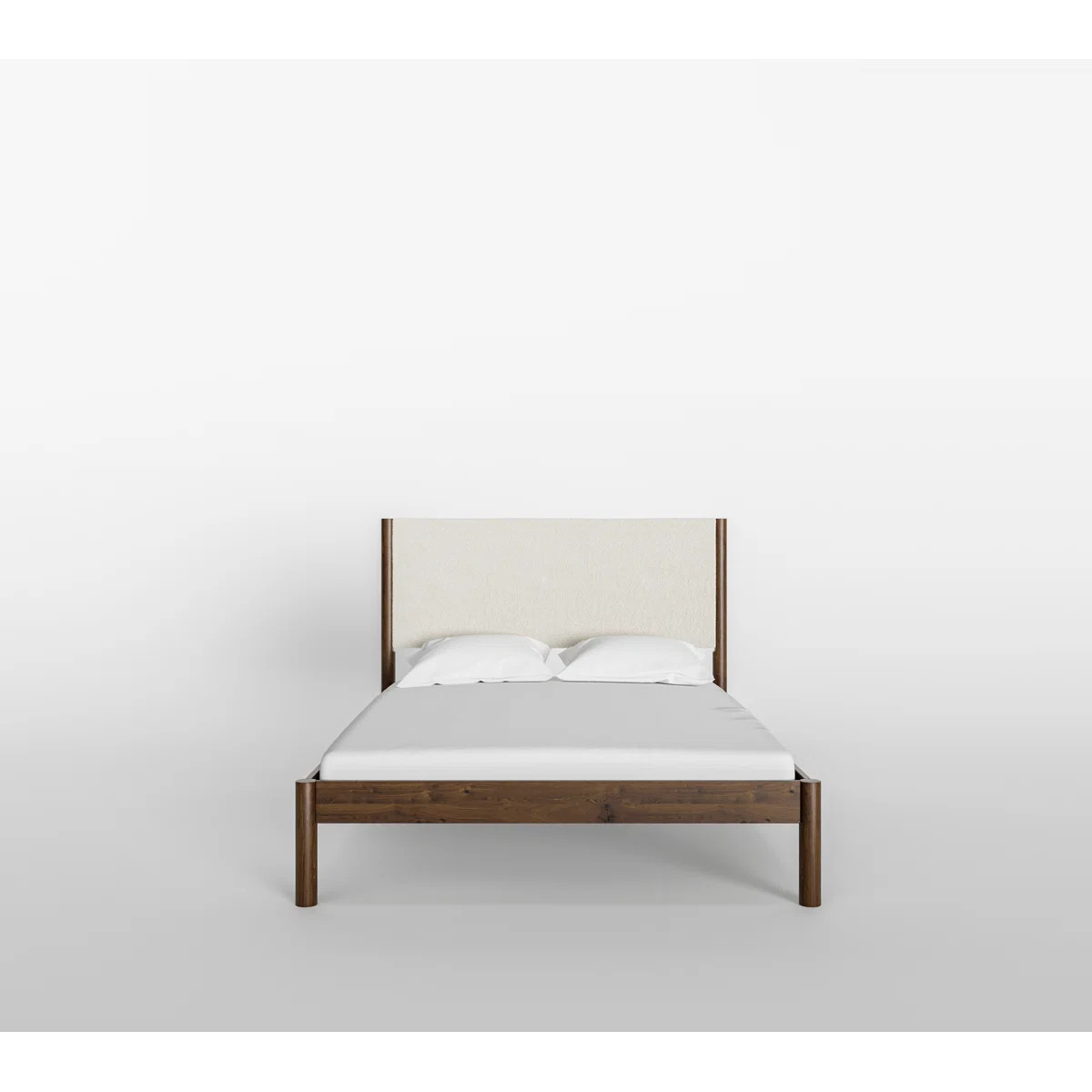 Ardin Solid Wood Bed Frame With Cream Boucle Upholstered Headboard | Wayfair North America