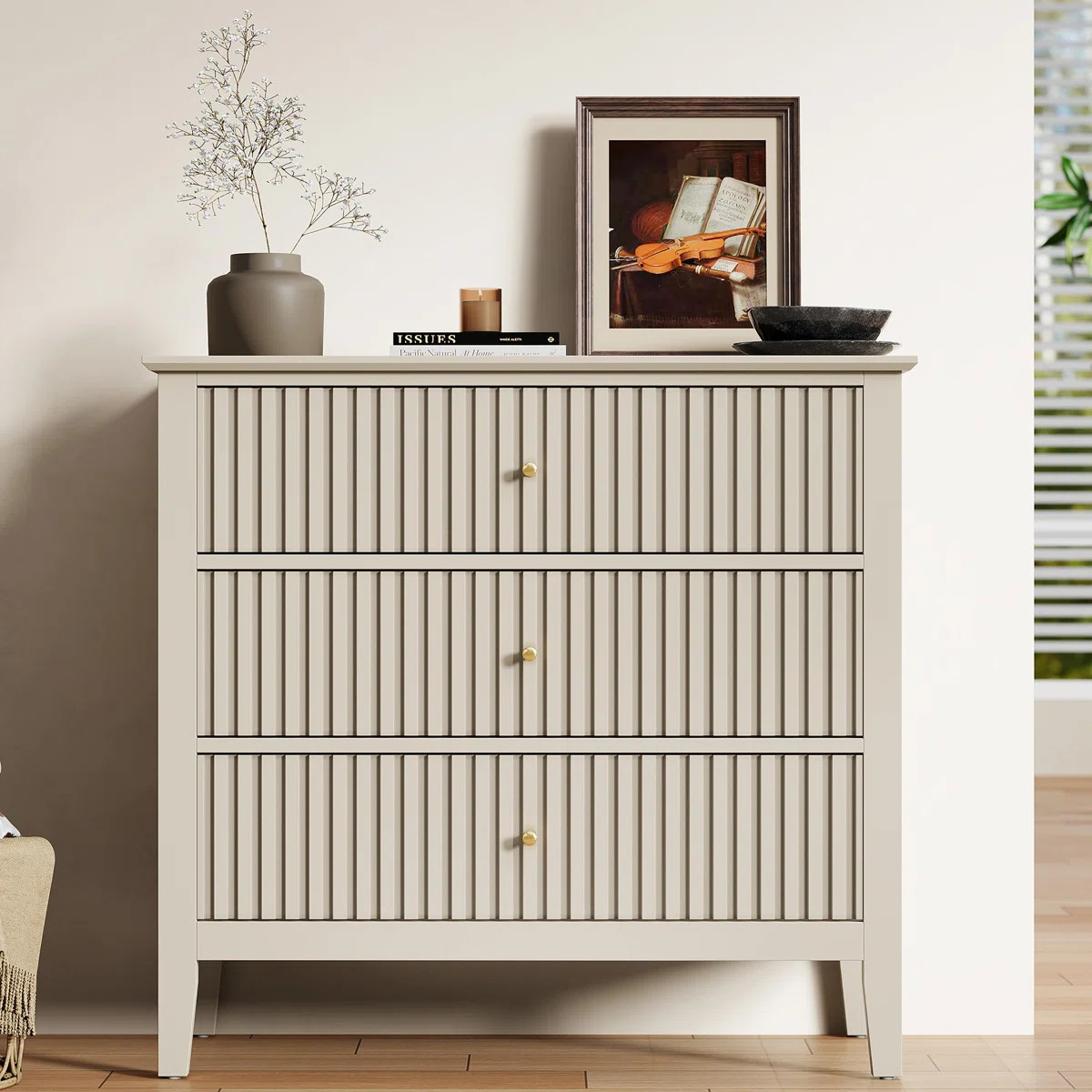 Amberrae Large 3 Drawer Dresser, Wide Chest of Drawers | Wayfair North America