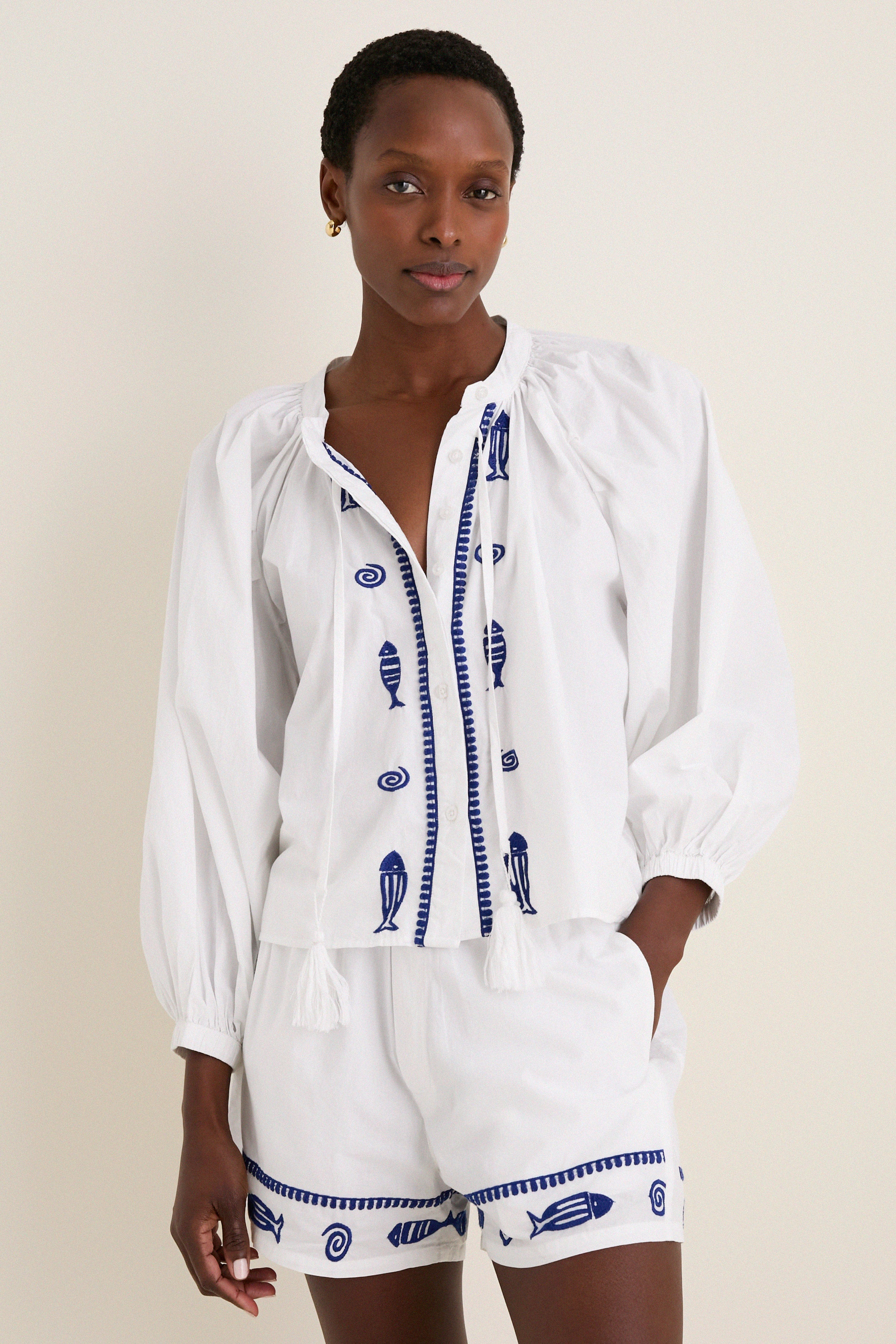 Navy Fish Minka Shirt | Tuckernuck (US)