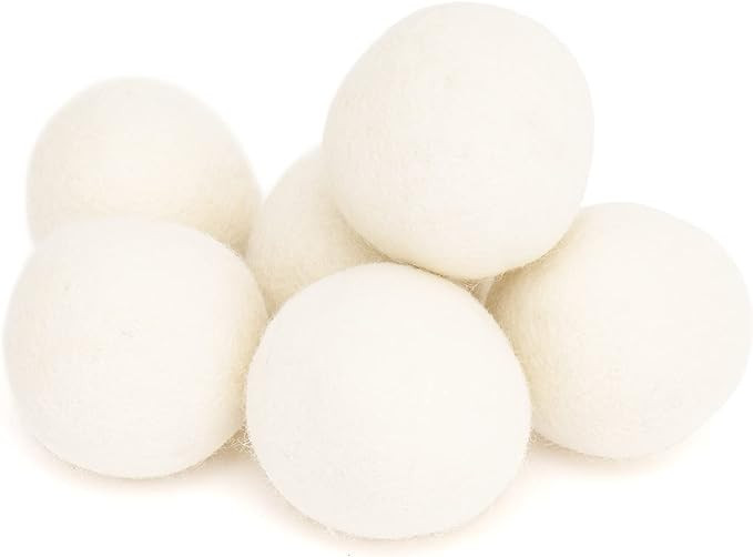 Wool Dryer Balls 6 Pack,Natural Fabric Softener 100% Organic Premium XL New Zealand Wool,Reusable... | Amazon (US)