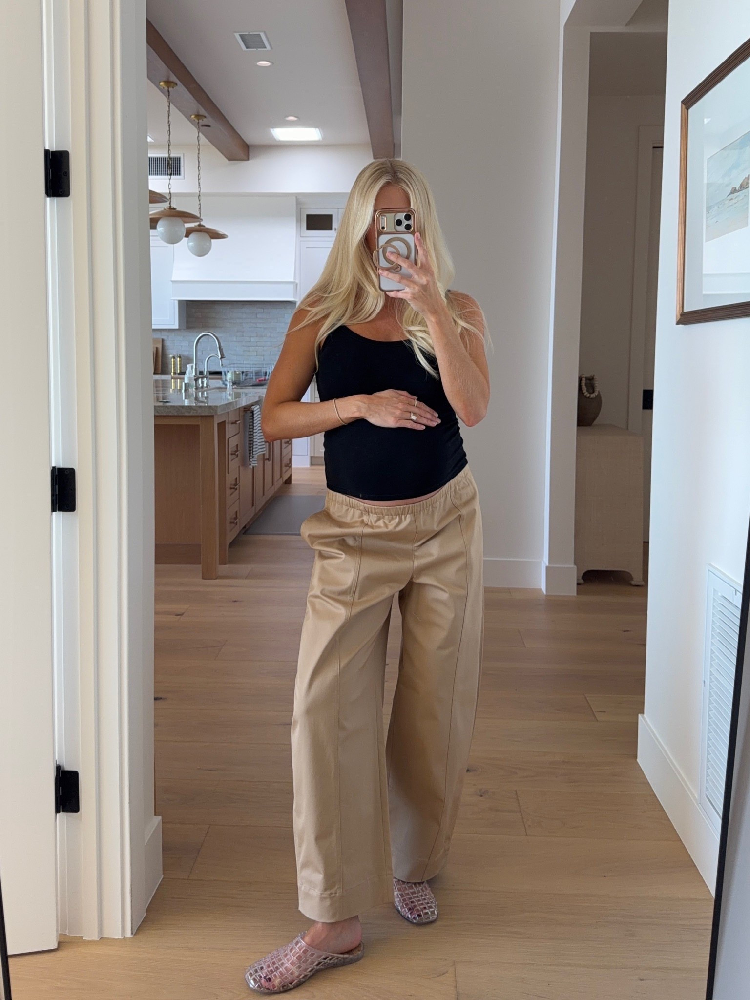 Wearing a medium in tank & pants (sized up for pregnancy, shoes run tts, code “KPGS20!” for discount on bracelet & pointer finger ring! #kathleenpost

Spring transition, spring outfits 2026, bump friendly, maternity look, errands outfit, coffee run look, farmers market outfit 

#LTKBump #LTKootd #LTKSeasonal