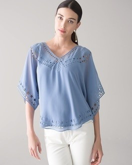 Cutout Detail Kimono Blouse | White House Black Market