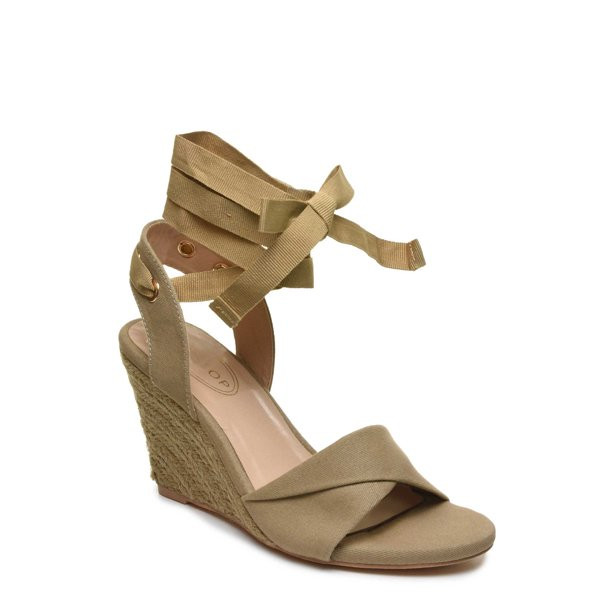 Scoop Women's Ankle Tie Wedge Sandals - Walmart.com | Walmart (US)
