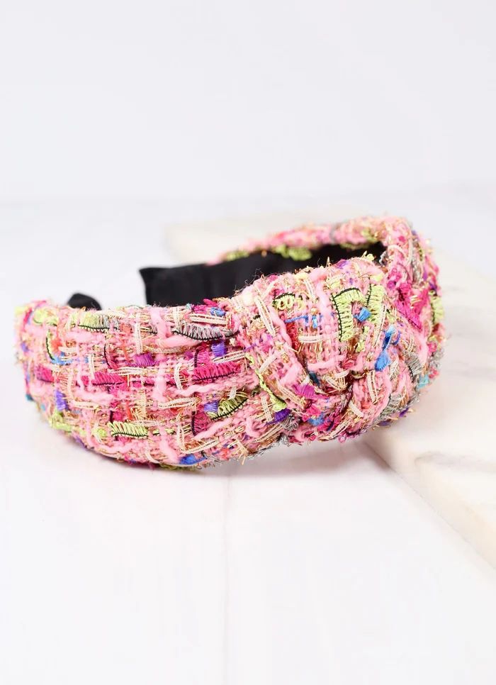 Alexis Tweed Headband PINK | Caroline Hill