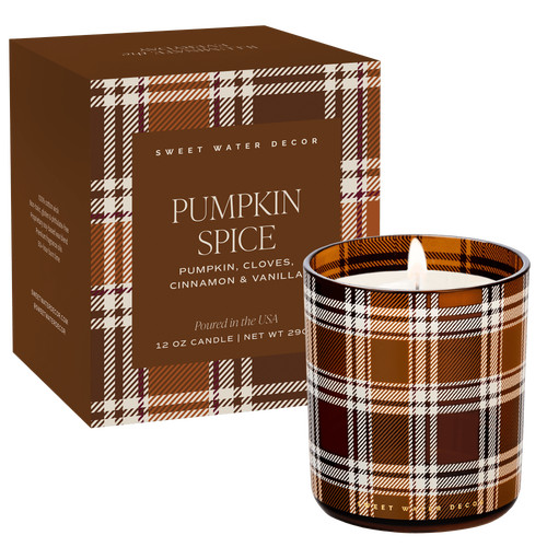 SWEET WATER DECOR Premium Boxed Fall Candle in Pumpkin Spice - Plaid Jar at Nordstrom | Nordstrom