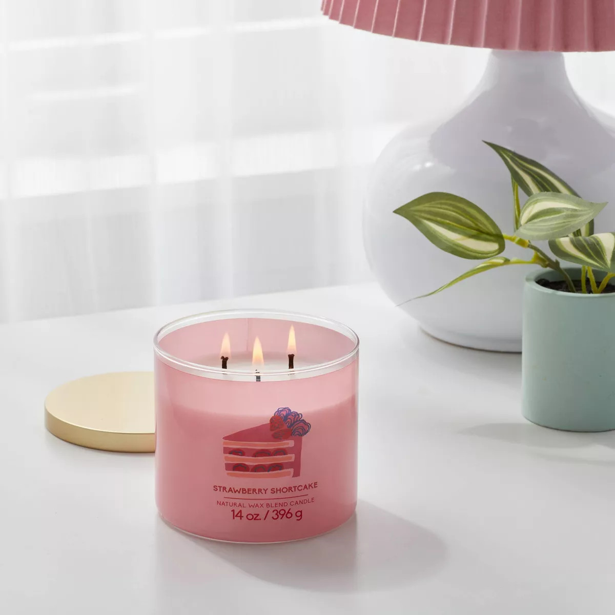 3-Wick Glass Jar Candle with Lid Strawberry Shortcake 14oz - Room Essentials™ | Target