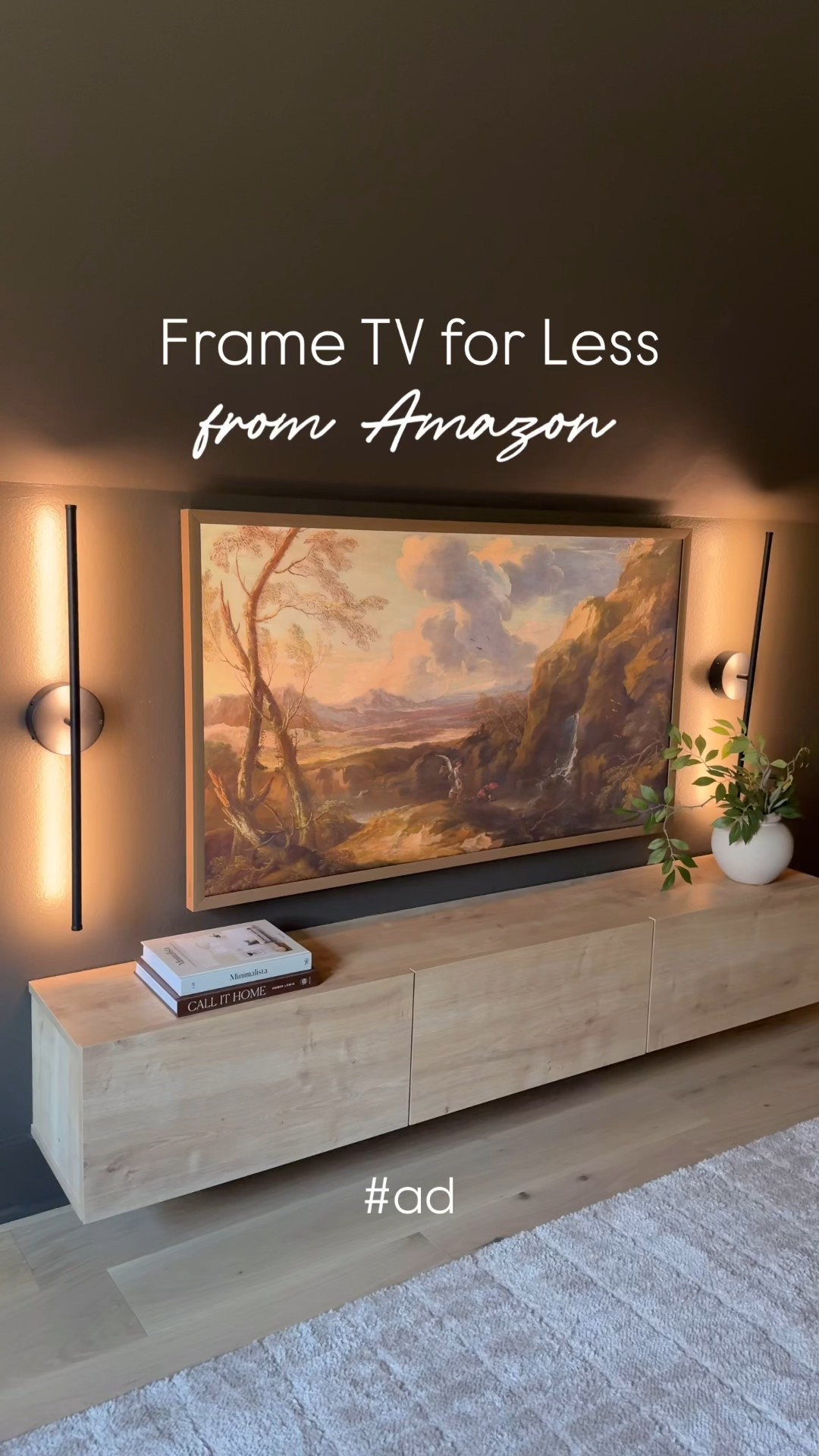Plus, it comes with the frame and wall mount all at a fraction of the price of the leading name brand frame TV! I also used a wall insert to hide cords — I’ve linked everything here. And it’s all on sale during @amazon Black Friday event. #ad #founditonamazon #WinterFavorites2025 @shop.ltk #liketkit 

#LTKHome
