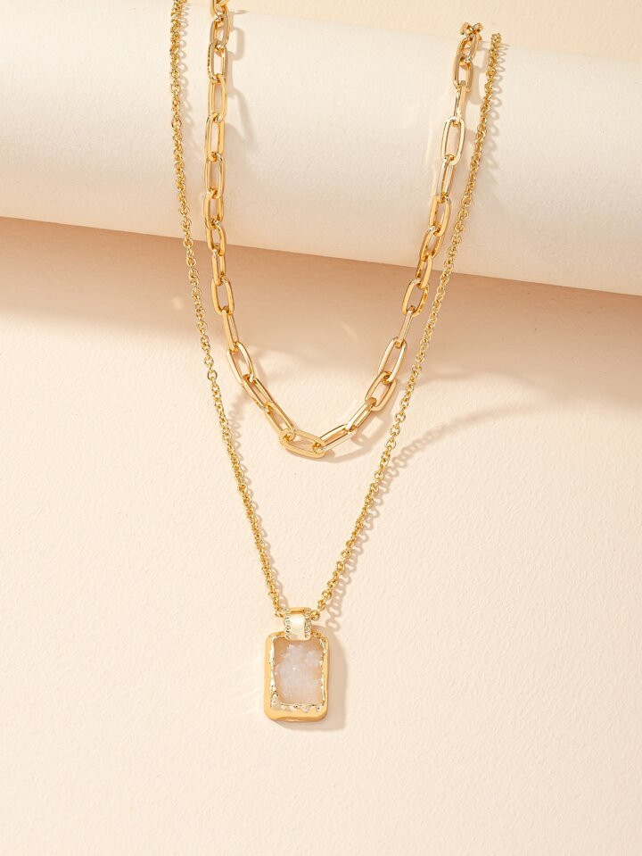 Geometric Charm Layered Necklace | SHEIN