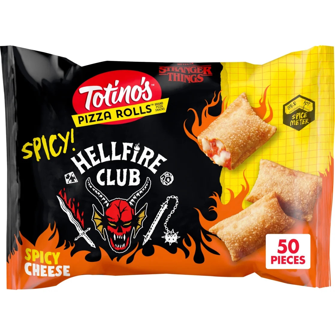 Totino's Pizza Rolls, Hellfire Club Spicy Cheese, Stranger Things Edition, 50 Ct, 24.46 oz | Walmart (US)