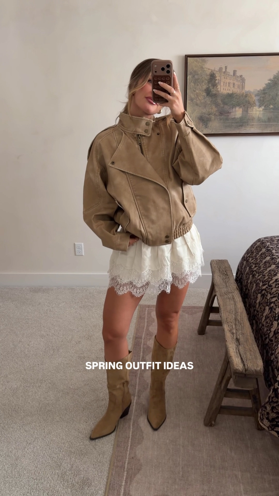 #abercrombiepartner spring outfit ideas from @abercrombie 🤍 I’m in size S in the polka dot top, 26 long in the low rise jeans, S in the lace skort and M in the jackets! 

#LTKootd #LTKSeasonal #LTKgrwm