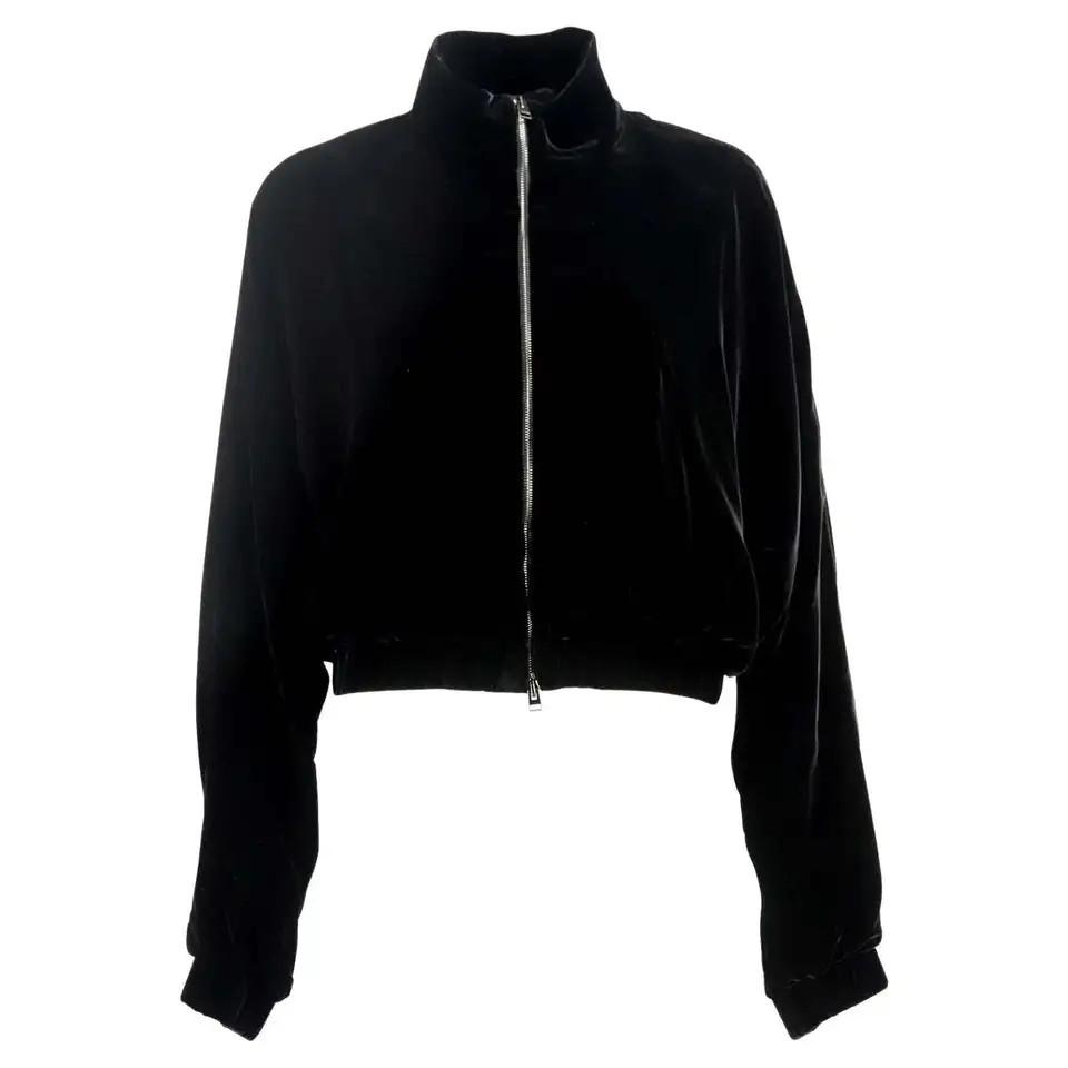Tom Ford Cropped Velvet Bomber Jacket IT 48 UK 16 | 1stDibs