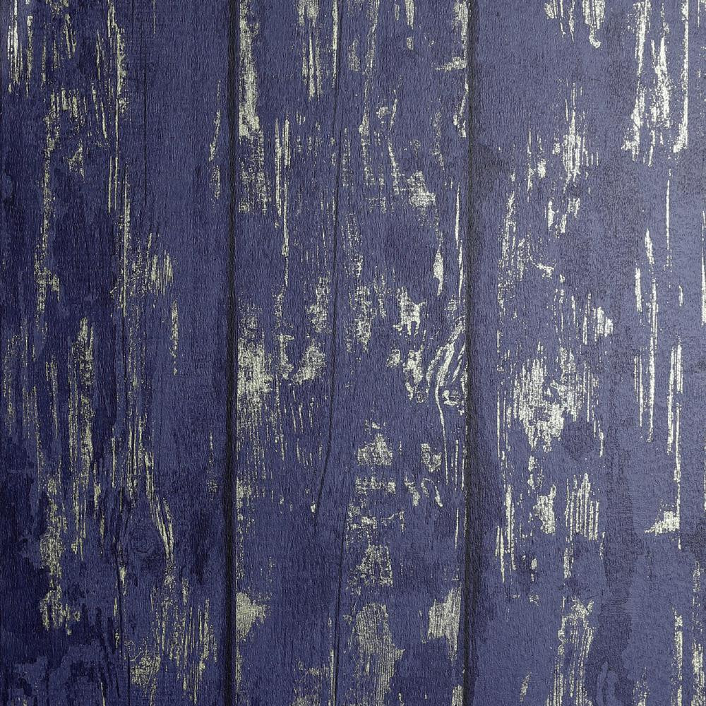 Arthouse Metallic Washed Wood Navy & Gold Wallpaper, Blue | The Home Depot