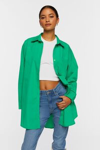 Oversized Longline Poplin Shirt | Forever 21 (US)