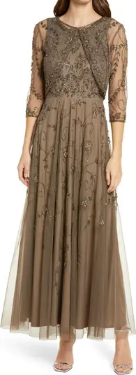 Beaded Mesh Gown with Jacket | Nordstrom