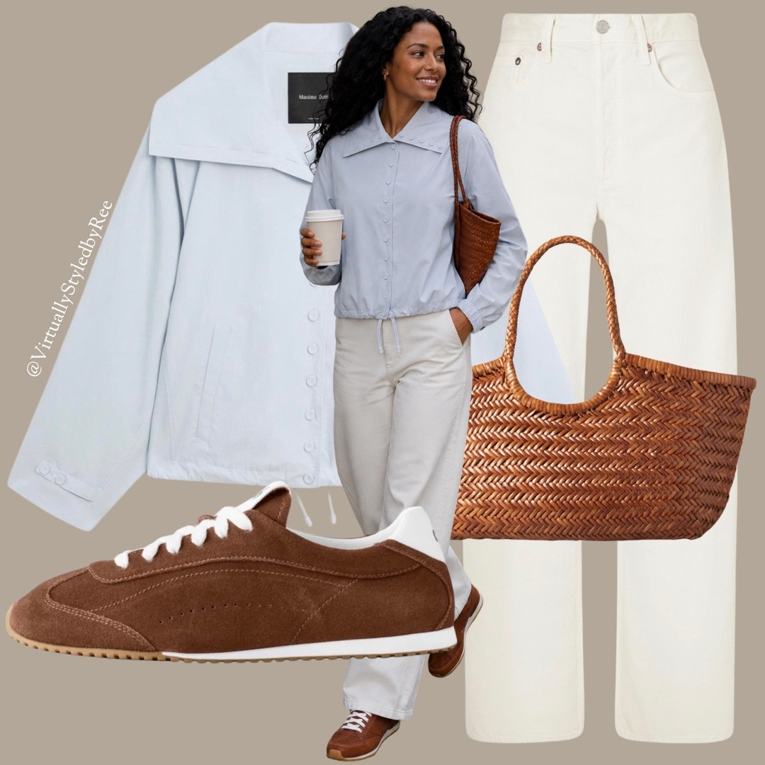 Weekend uniform, sorted 🤍 A powder-blue collared jacket layered over an ecru denim, Dragon Diffusion woven tote carries everything (and looks so good doing it). Go to for errands, brunch, or a day of wandering.

#LTKuk #LTKautumn #LTKeurope