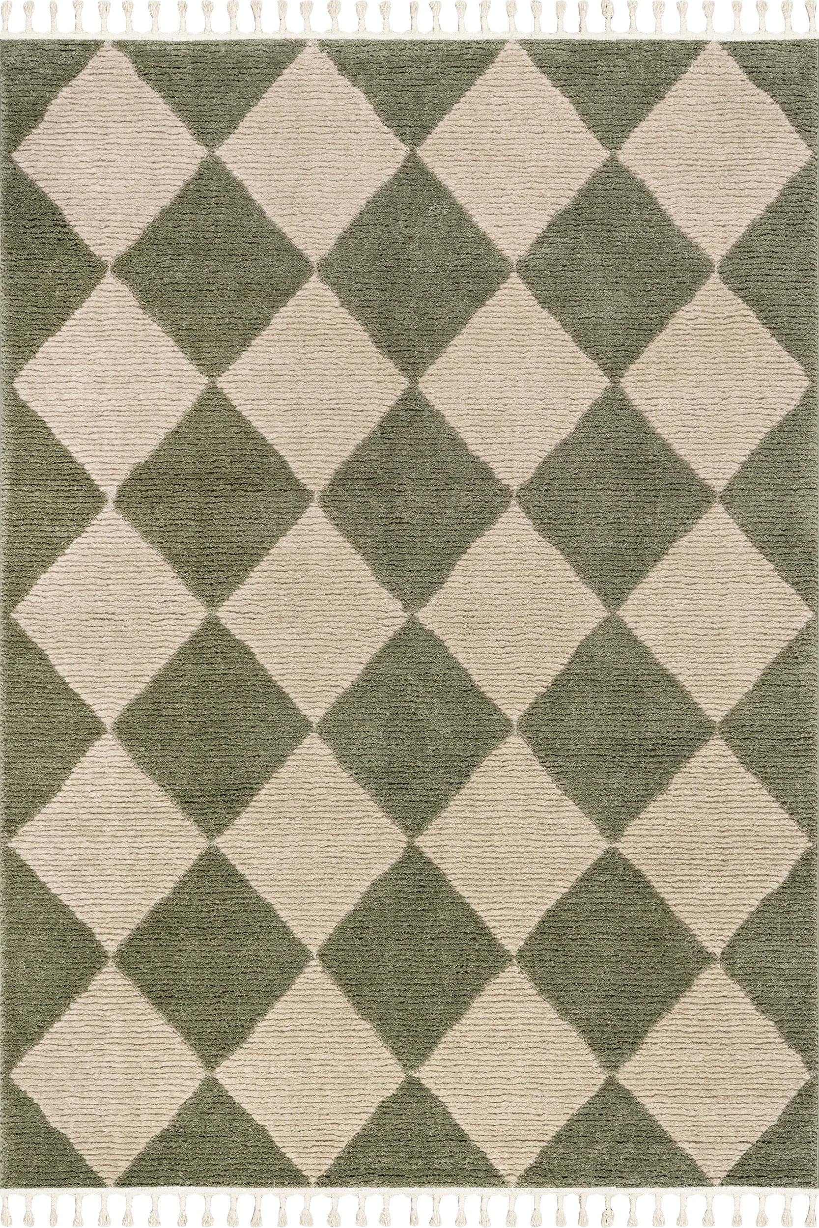 Green Aylin Diamond Tasseled 4' x 6' rug | Rugs USA
