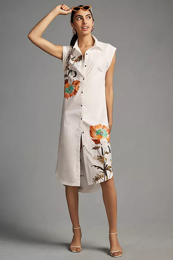 Maeve Sleeveless Midi Shirt Dress | Anthropologie (US)