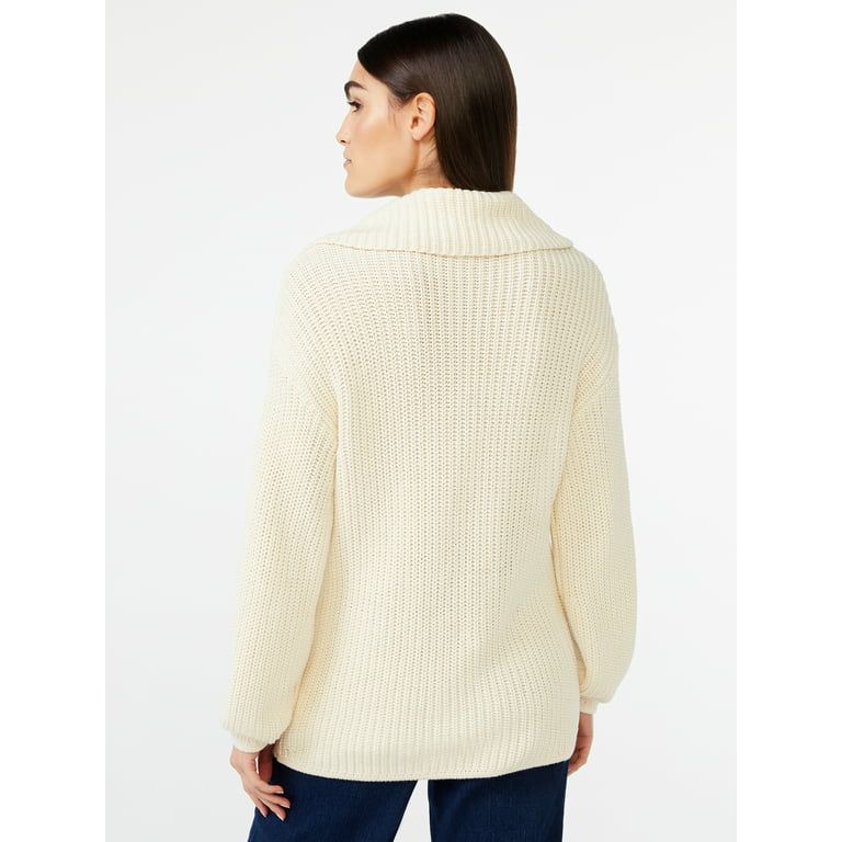 Free Assembly Women's Chunky Half Zip Popover Sweater | Walmart (US)