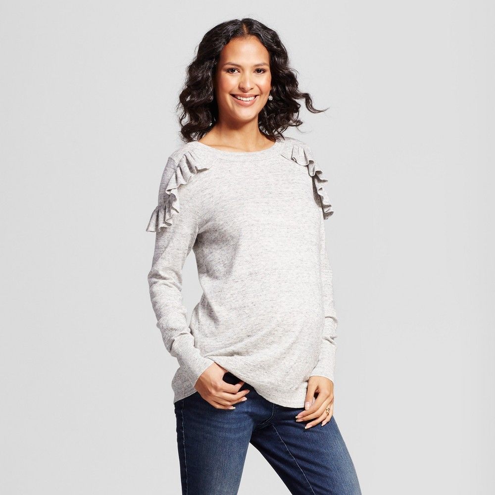Maternity Ruffle Shoulder Sweater - Isabel Maternity by Ingrid & Isabel Gray S, Infant Girl's | Target
